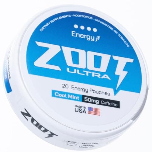 Zoot Pouches | Ultra Focus & Energy Blend | Cool Mint - 20 Pouches | 50mg Caffeine, Alpha GPC, L-Tyrosine, L-Theanine | 1 Pack | Made in USA - Image 1