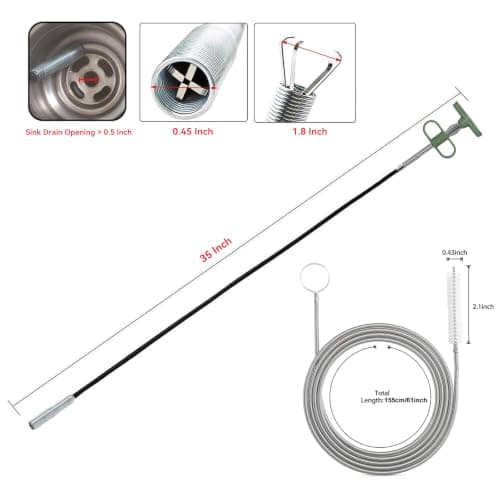 GDOMI 33 Inch Drain Snake Clog Remover,Flexible Grabber Claw Tool for Hair, Pipe & Kitchen Sink Drain - Thumbnail 2