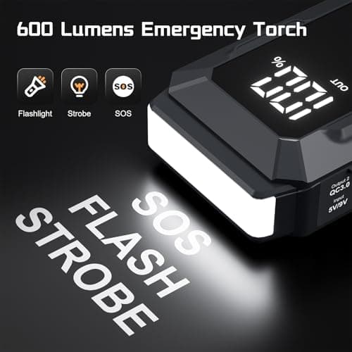 Povasee 4000A Jump Starter 12V Battery Jumper Starter(10L Gas 10L Diesel Engine),Car Battery Jump Starter with 3" LCD Display, Power Bank/Dual Output/LED Light - Thumbnail 5