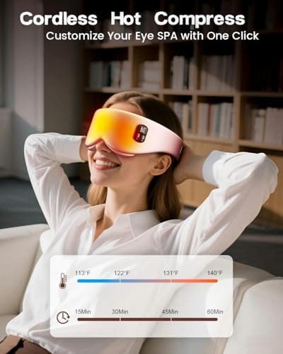 Anydance Heated Eye Mask - Cordless Eye Mask for Dry Eyes, FSA - HSA Eligible, Eye Relief, Improved Sleep, 4 Temperature, Washable Eye Heating Pad for Travel, Birthday Gifts for Mom - Rose Pink - Thumbnail 4
