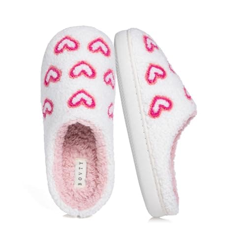 BOVTY Memory Foam Slippers for Women - House Slip-on with Colorful Hearts & Stars Pattern Cute Cozy Bedroom shoes - Image 1