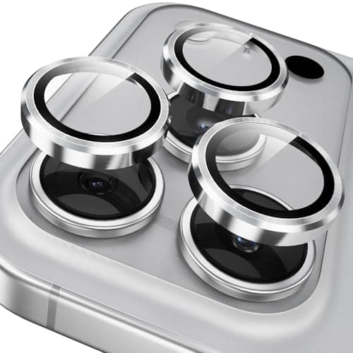 YWXTW Camera Lens Protector for iPhone 17 Pro/iPhone 17 Pro Max, [1 Step Installation Tray] Tempered Glass Screen Protector Metal Individual Camera Cover Accessories Case Friendly (Silver)