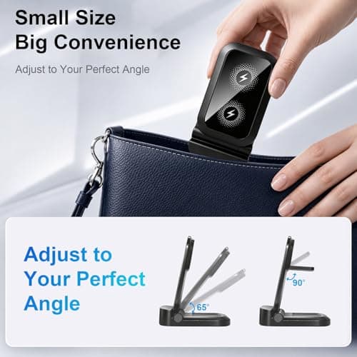 3 in 1 Wireless Charging Station for Apple - Foldable Wireless Charger Station - Travel Charger for Multiple Devices for iPhone 17 16 15 14 13 12 Pro Max Plus, Apple Watch, AirPods(Black) - Thumbnail 5