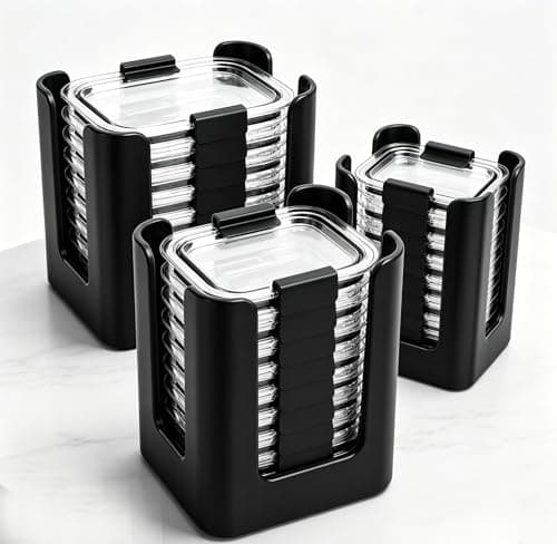 Food Container Lid Organizer Holders for Rubbermaid Brilliances nap-on lids, Lid Organizers for Kitchen Cabinet Storage (3-Pack) - Holder 24 Lids for 4.7/3.2/1.3/0.5 Cup Containers (Black)