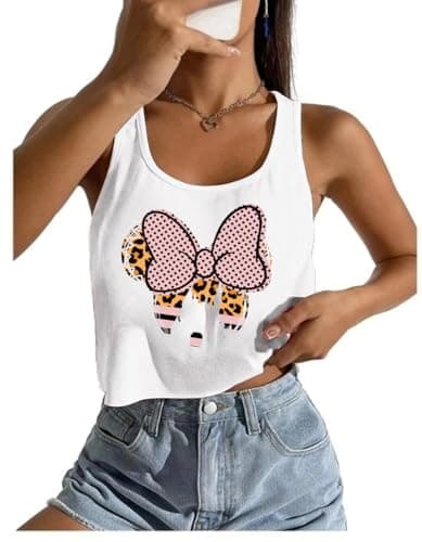 Magical Tank Tops for Women Cute Leopard Print Shirts Graphic Sleeveless Crop Tops - Image 1
