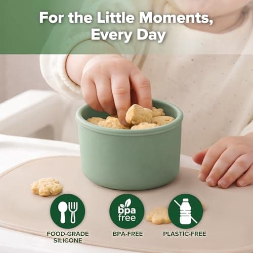 haakaa Mini Round Silicone Baby Food Containers with Lids, BPA-Free Leakproof Stackable Snack Cups, Microwave & Dishwasher Safe, 3-Pack, 5oz - Thumbnail 2