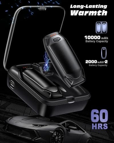 Kesguar Hand Warmers Rechargeable - 2 Pack 14000mAh AI Electric Hand Warmers with Charging Case, Magnetic 2 in 1 Pocket Handwarmers, Portable Heater Gifts for Women/Men/Golf/Camping/Hunting - Thumbnail 2