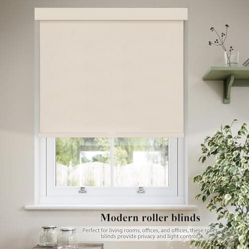 Dailyshades Blackout Roller Shades, Cordless Blinds with Valance, Window Shades for Home, Door Blinds, Thermal Insulated, Double-Sided Linen Day and Night Window Shades (32" W x 72" H, Khaki) - Thumbnail 4