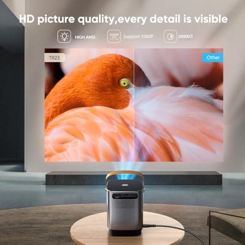 Mini-Portable-Projector, [Unique Handle Design] Mini Projector with WiFi and Bluetooth, 1080P Smart Portable Projector with Touch Screen, TOPTRO Outdoor-Movie-Proyector for Phone/TV Stick/PS5/Laptop - Thumbnail 4