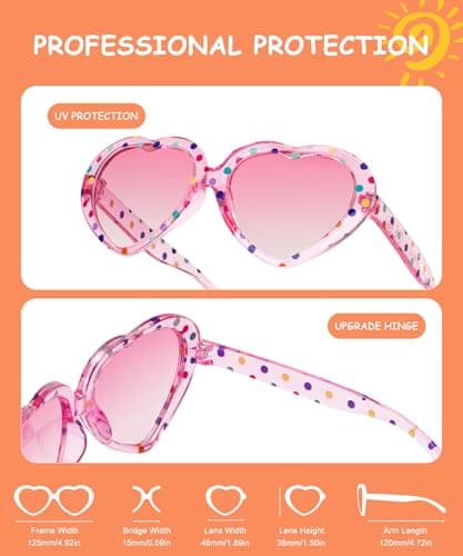 QALLY Kids Sunglasses Polarized Heart-Sunglasses: Toddler girls Sun Glasses with UV Protection for Youth Child 3Pack Age 3-12 - Thumbnail 4