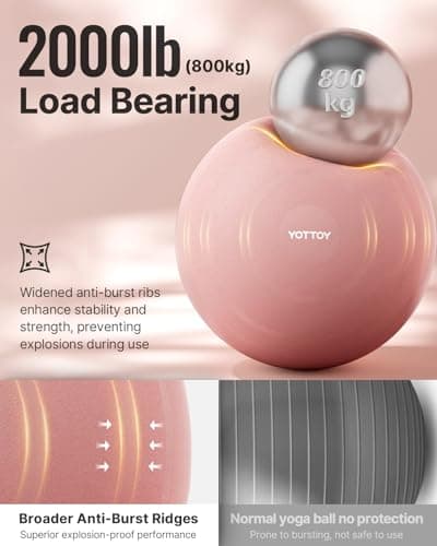 YOTTOY Exercise Ball for Pregnancy,Anti-Burst Yoga Ball for Physical Therapy,Stability Ball for Ball Chair Fitness with Pump (Pink) - Thumbnail 5