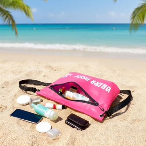 UOEPOWA Splash-Resistant Travel Toiletry Bag, Lightweight Organizer Pouch with Shoulder Strap, Portable Storage Bag for Beach - Thumbnail 3