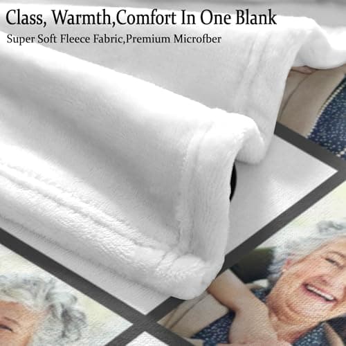 Personalized Gifts for Mom from Daughter Son Mother's Day Custom Blanket with Picture Customized Anniversary Memories Souvenir with Family Photos for Women Grandma Birthday Gift Soft and Warm - Thumbnail 5