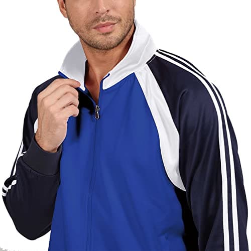 Sun Lorence Men's Athletic Running Tracksuit Set Casual Full Zip Jogging Sweat Suit (XX-Large, Blue) - Thumbnail 4