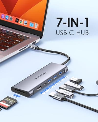 LENTION 7-in-1 USB C Multiport Hub with 4K HDMI, 100W PD, 3 USB 3.0 Ports, SD/MicroSD Card Reader Compatible MacBook Pro/Air/Neo 2016-2026 Stable Driver Adapter (C36B, Space Gray) - Thumbnail 2