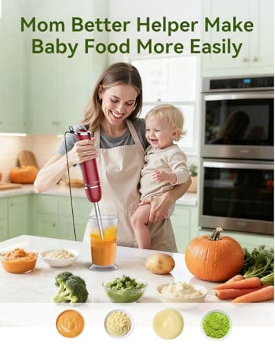 Immersion Blender 5 in 1 Hand Blender, Abuler 1000W Hand Mixer Stick,12 Speed Handheld Blender 304 Stainless Steel with 600ml Mixing Beaker, 500ml Chopper, Whisk and Milk Frother for Soup, Baby Food - Thumbnail 6