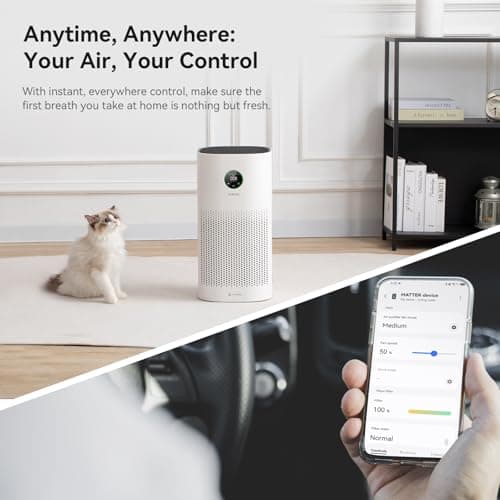 xCREAS Air Purifiers for Home with Matter – Covers 2580ft² Compatible with Google Home, Alexa & Smarthings, HEPA 13 & Washable Pre-Filter, Voice Control Home Automation - Thumbnail 6