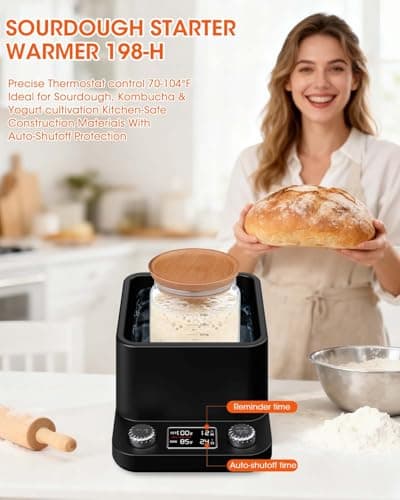 MYMULIKE Sourdough Starter Warmer - Water Bath Warming with Timer and Precise 1°F Control (70-104°F), Even Heating, Improve Fermentation Success Rate, Ideal for Yeast Cultivation & Home Baking - Thumbnail 5