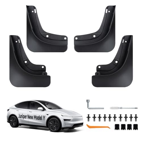 Mud Flaps for Tesla Model Y Juniper 2025-2026, Model Y Juniper Accessories All-Weather Mud Guard Body Kits, Tesla Model Y Mud Flaps 2025 2026, No-Drill Thick & Durable Splash Guards (Set of 4)