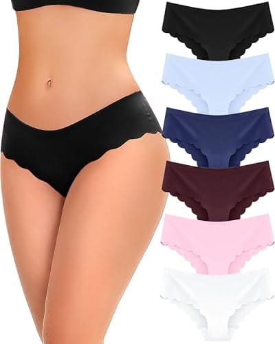 FINETOO 6 pack Seamless Underwear for Women Sexy Low Rise Hipster Wave Edge No Show Lingerie for Womens Cheeky S-XL - Image 1