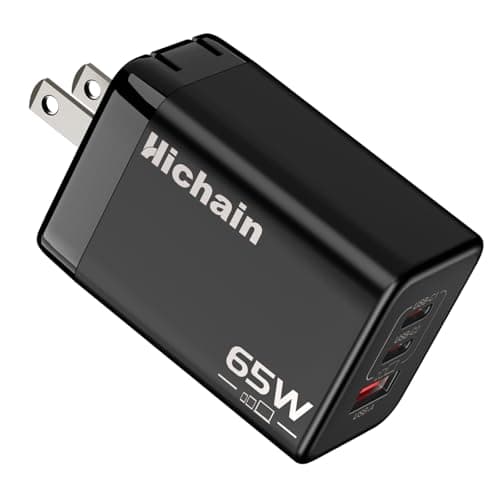 Hichain 65w Fast Charger USB C Block, Phone Charger Wall Plug 3 Port Retractable Charging Block, Portable Cell Phone Charger Block Travel Adapter Charger for iPhone 17 iPad Laptop MacBook