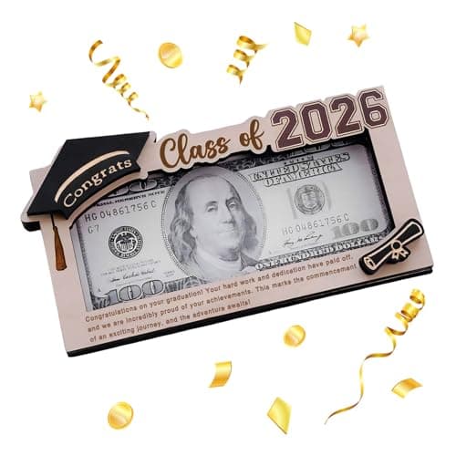 Graduation Gifts 2026 Money Holder, Wooden Graduation Money Cash Envelope Box for Class of 2026 Senior College University Graduates Student Holiday Gifts Without Tassels - Image 1