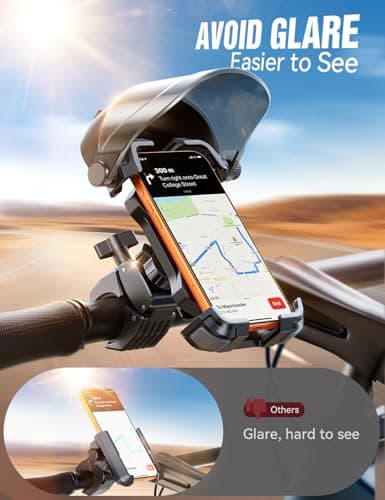 JOYROOM Bike Phone Holder Mount [Avoid Glare][Full Silicone Protection] Phone Mount for Scooter Ebike Bicycle Handlebar Cell Phone Clamp for iPhone 17 16 15 Pro Max S26, More 4.7-7" Phones - Thumbnail 2