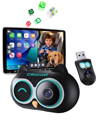 OTTOCAST Cabin Care Car Adapter with Baby Car Camera, Wireless CarPlay Display on CarScreen 2026, Plug-and-Play 1080P HD Rear Seat Baby Monitor, Split Screen Navigation, for Parents & Pet Owners
