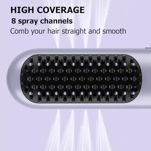 Cordless Hair Straightener Brush, 2 in 1 Curling & Straightening Brush with 200 Million Negative Ions, Mini Travel Hot Straightener Comb for Women, Fast Heating & Dual Voltage - Thumbnail 5