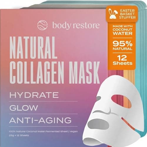 Body Restore Natural Collagen Face Mask – Mothers Day Gifts for Mom, Hydrating Skin Care, Birthday Gifts for Women, Self Care Spa Gifts – Variety 12 Pack - Image 1