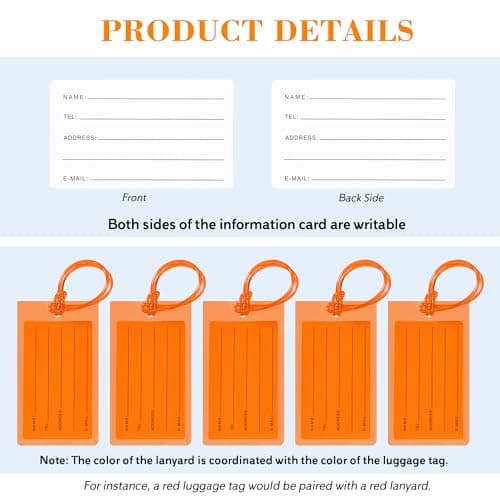 50 Pack Luggage Tags for Suitcases, Airplane Travel Essentials for Flying, International Travel Must Haves, and Luggage Accessories by Sodsay - Thumbnail 5