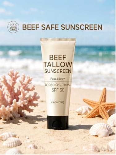 Tallow Sunscreen, Sunscreen for Face, SPF30 Natural Reef Safe Face Body Beef Tallow Sunblock, Non Greasy Clean Travel Sun Screen Sunblock for Summer Outdoor Travel, 2.46 OZ - Thumbnail 3