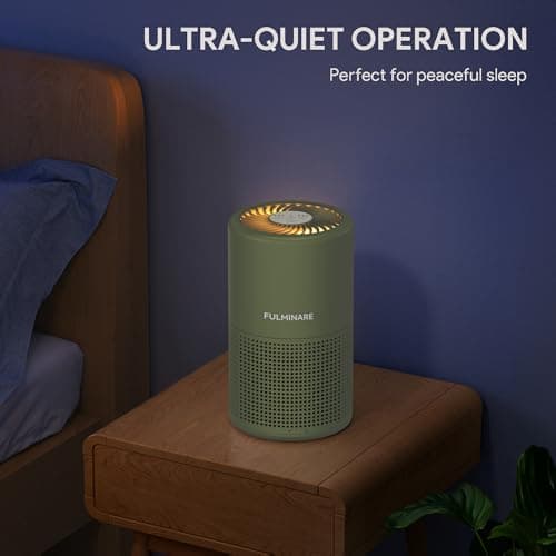 FULMINARE Air Purifiers for Home Bedroom H13 HEPA Air Purifier, 3 Speeds, Timer, 24dB, Small Mini Air Purifier with Night Light, Sage Green - Thumbnail 5