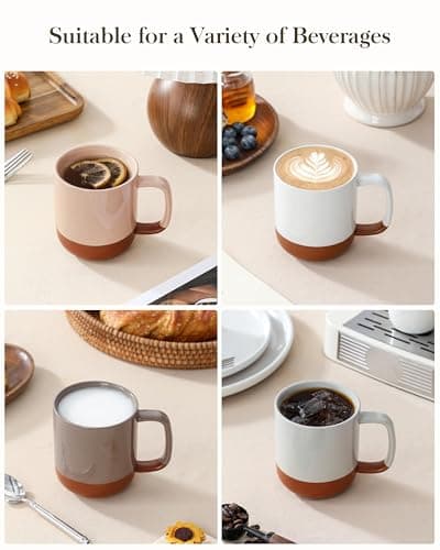 MALACASA Ceramic Coffee Mugs Set of 4, 11oz Coffee Cups, Modern Farmhouse Mugs for Coffee, Latte, Tea, Hot Chocolate, Cappuccino, Milk, Microwave & Dishwasher Safe, Multicolor, Series TARA - Thumbnail 5