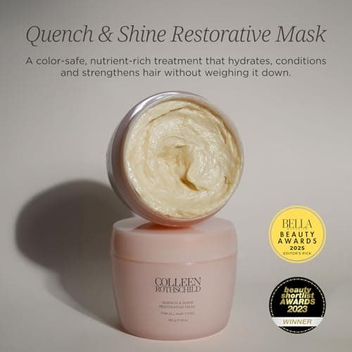 COLLEEN ROTHSCHILD Quench & Shine Restorative Mask | Deeply Nourishing Conditioning Treatment | Color-Safe Formula | Strengthening Hair Repair | Revives All Hair Types (10 fl oz) - Thumbnail 2
