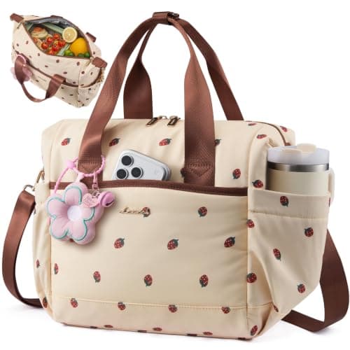 LOVEVOOK Insulated Lunch Bag Women, Adult Lunch Box for Women Work, Large Leakproof Cooler lunch Bags for Picnic Beach Family College, Lunch Teacher Tote Bag with Adjustable Shoulder Strap Cup Holder - Image 1