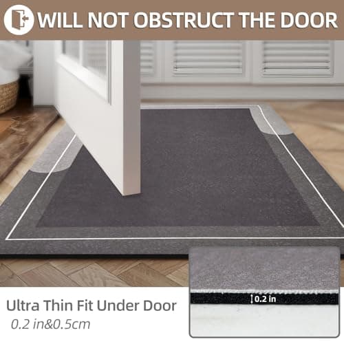 Bath Mat Rug, Rubber Non Slip Bath Mat Super Absorbent Quick Dry Bathroom Floor Mat Thin Bath Mats for Bathroom Fits Under the Door, Shower Rug for in Front of Bathtub Shower, Brown,15.7"x23.6" - Thumbnail 6
