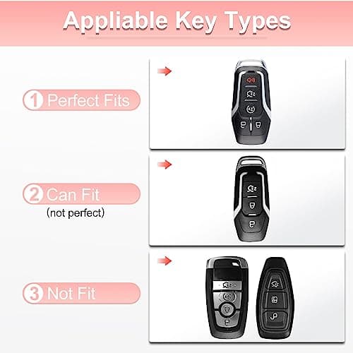 Pangpai Pink Key Fob Cover for Ford, Soft TPU Key Case Protection with Bling Keychain Fit for F150 Explorer Mustang Edge Lincoln MKZ MKX MKC - Thumbnail 2