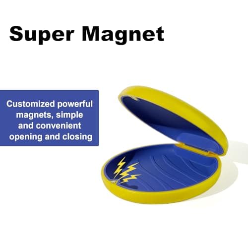 Maoerdental 2PCS Retainer Case Compatible with Invisalign,Cute Slim Aligner Case,Customized Magnetic Closure Orthodontic Retainer Cases (2 Pack Yellow + Navy Blue Silicone) - Thumbnail 3