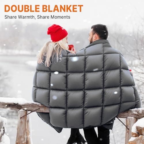 Gaialoop Mega Down Puffy Blanket for 2 Person Car Camping Outdoor Travel, Duck Down Lightweight Portable Soft Warm Cozy Camping Blanket, Christmas Stocking Stuffers Gifts - Thumbnail 5