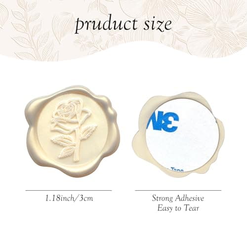 Pilloze 50 Pcs Ivory White Rose Style Wax Seal Stickers, Self Adhesive Wax Seal for Wedding Invitation, Easy Use Good Adhesion, Ivory White Rose Envelope Stickers Perfect for Invitation - Thumbnail 2