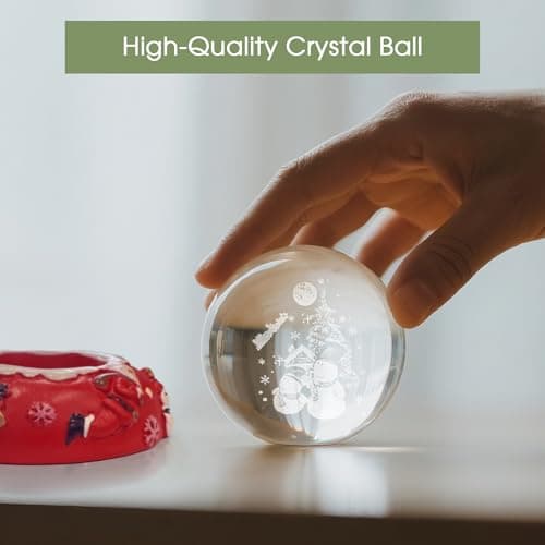 L LOHAS LED 3D Crystal Ball Night Light-Laser Engraved Snowman with Red Holiday Base,Cute & Funny Christmas Night Light for Kids, 3000K Warm White for Christmas Party Decor - Thumbnail 3
