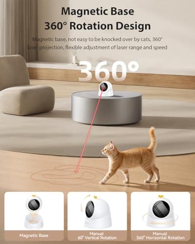 ROJECO Auto Laser Cat Toys for Indoor Cats,Upgraded Interactive Cat Toy,Random Trajectory Laser with Magnetic Base,3 Speed Modes & Auto Sleep,Rechargeable Interactive Cat Toys for Bored Indoor - Thumbnail 5