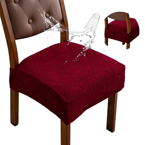 YUEANG Removable Washable Dining Chair Seat Covers Set of 2,Stretch Jacquard Chair Seat Cushion Protector Slipcovers, Rear Covers - Image 1