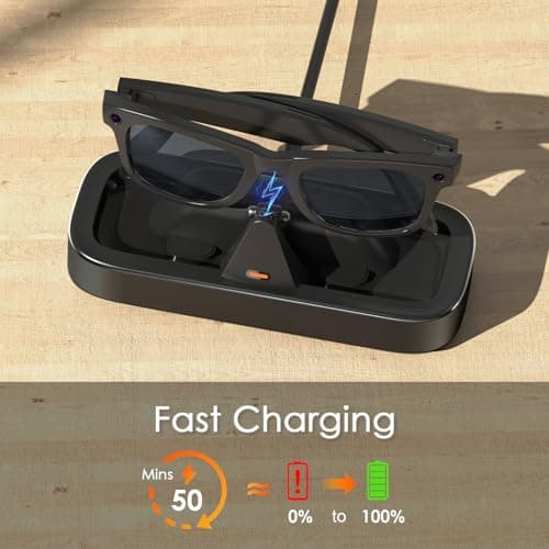 Charging Station for Meta Ray-Ban Glasses - Wayfarer, Skyler, Headliner & Oakley Meta HSTN Charger with LED Indicator (Black) - Thumbnail 3