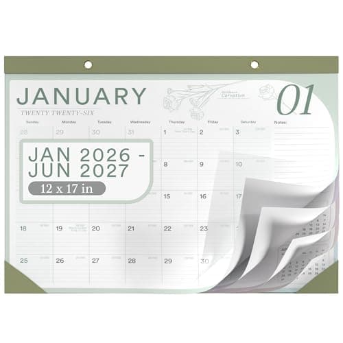2026 Desk Calendar 17x12 Runs Until June 2027 Work Calendar with To-do List & Notes 18 Months With Plastic Cover Table Calendar 2026-2027 Desk Calendar With Protective Cover Planner for Home School Office - Image 1