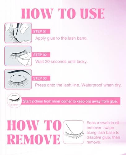 Strong Hold Strip Lash Glue Long Lasting, Waterproof Eyelash Glue for Sensitive Eyes, Latex-Free Quick Dry Clear Eyelash Glue, Precision Brush Tip for Beginner Friendly by Obeyalash (White 0.17oz) - Thumbnail 5