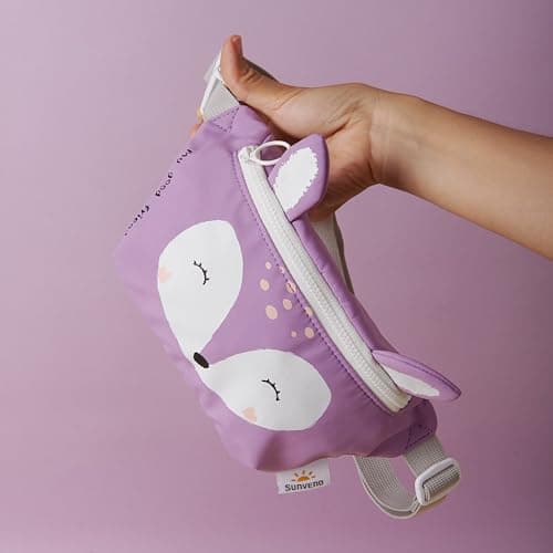 SUNVENO Kids Fanny Pack, Cute Fox Cartoon Waist Bag for Boys & Girls, Adjustable Crossbody Belt Pouch Ages 2-8, Travel Beach & Birthday Gift - Thumbnail 3