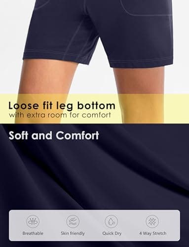 Cyasundent Women's Athletic Shorts with Zipper Pocket 6" High Waisted Bermuda Shorts for Women Workout Walking Running(Navy_XXL) - Thumbnail 6