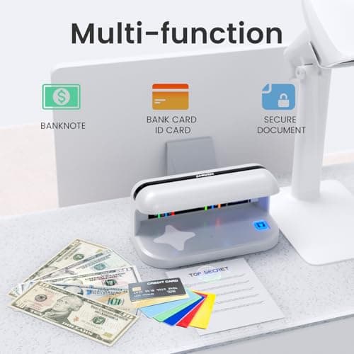 Aneken AL-17 Counterfeit Bill Detector with UV LED Light, Advanced UV Counterfeit Money Detector with Card & ID Detection, Suitable for All Currencies in the World, Silver - Thumbnail 5
